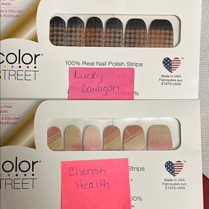 Color Street Nail Polish Strips - Lucky Cardigan & Cherish Health